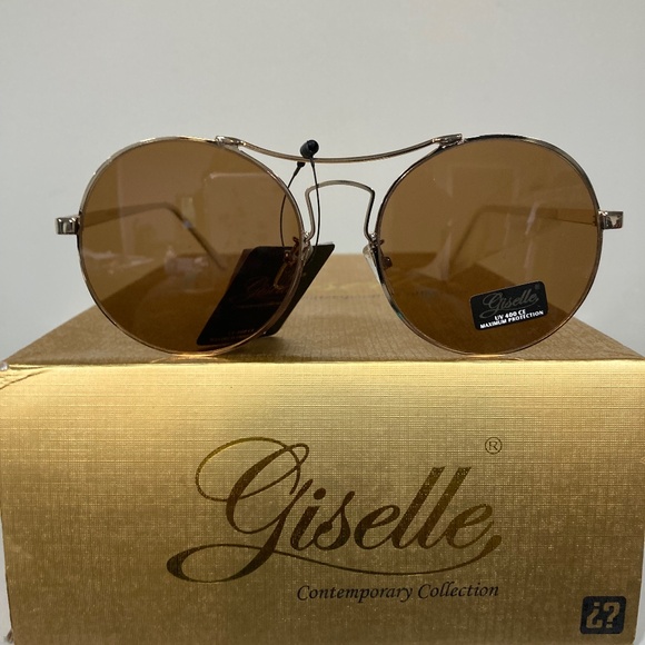 GISELLE ROUND BROWN UNISEX SUNGLASSES 28039 - Picture 1 of 3